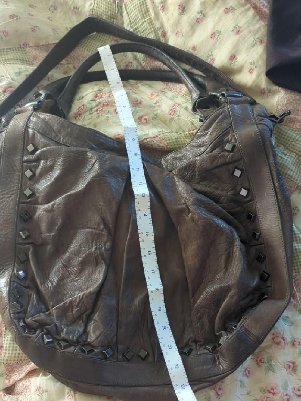 Treesje Leather Brown Studded Hobo Bag - Picture 6 of 14